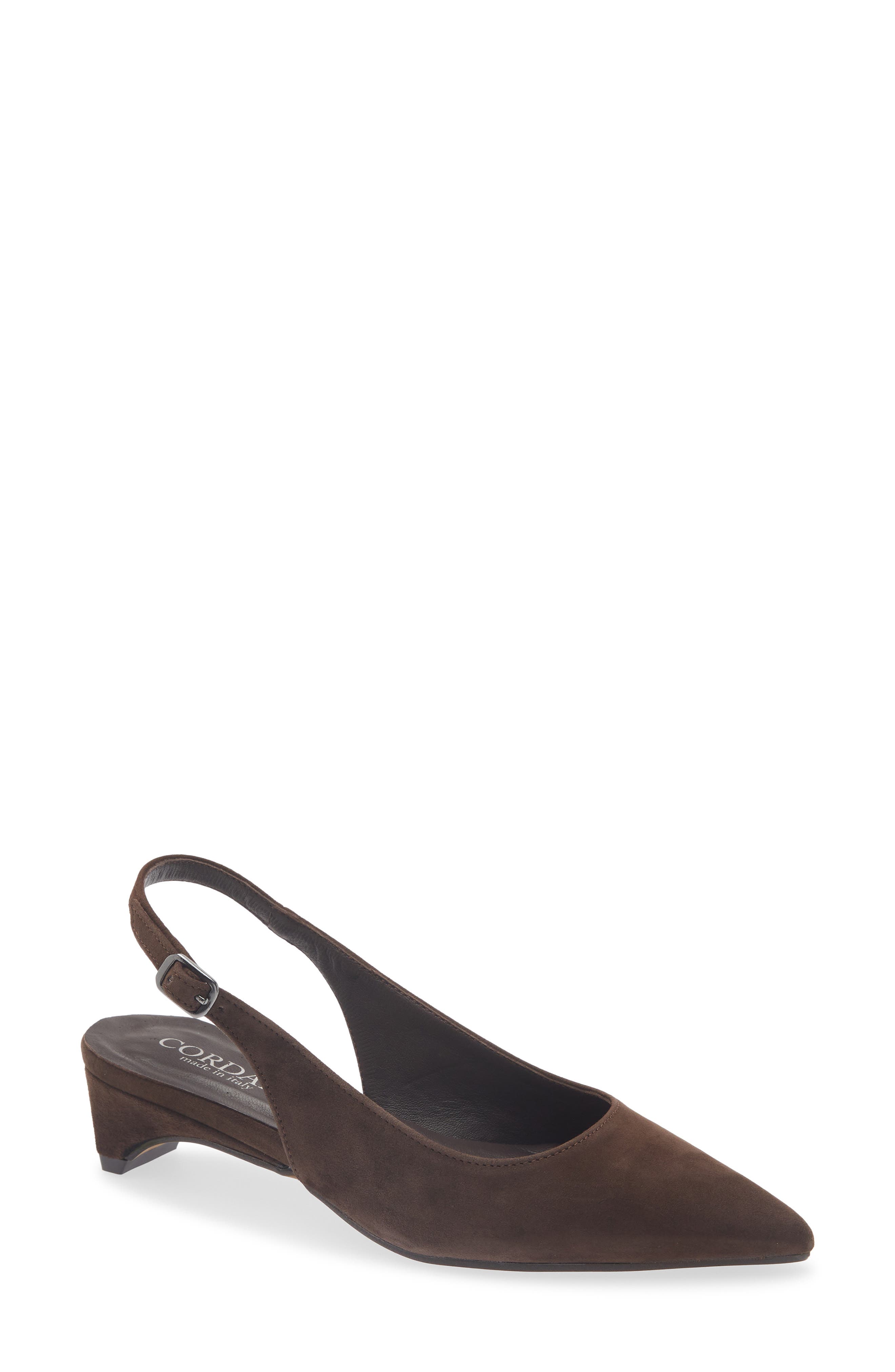Royce Leather Slingback Pump, Main, color, BROWN SUEDE