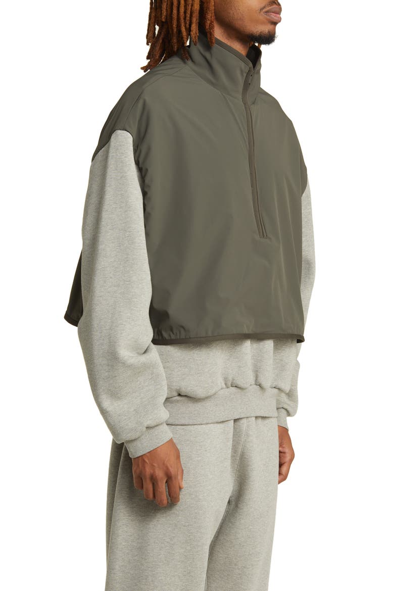 Half Zip Fleece & Nylon Pullover, Alternate, color, DARK HEATHER OATMEAL/ INK