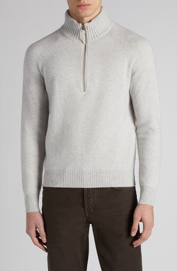 TOMFORD ハイウエストフリフ KNJ008JEX166 AW005OFFWHITE TOM FORD Lambswool & Cashmere Half Zip Sweater | Nordstrom