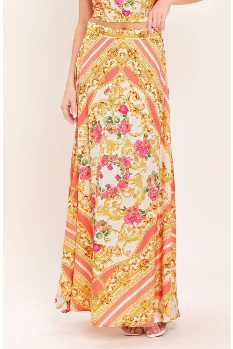 Satin Print Maxi Skirt, Alternate, color, IVORY PINK