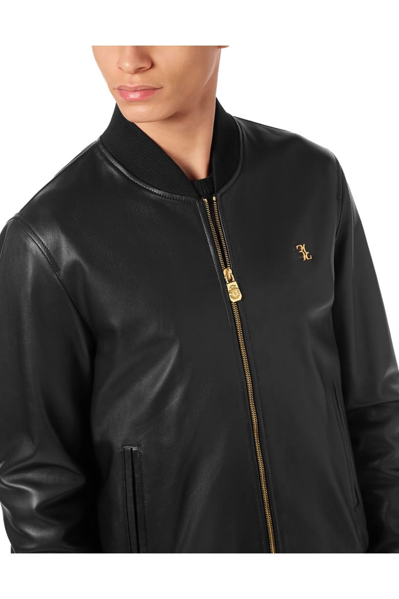 Basic Leather Bomber Men, Alternate, color, black