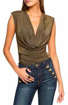 Ramy Brook Consuela Metallic Sleeveless Plunge Neck Top