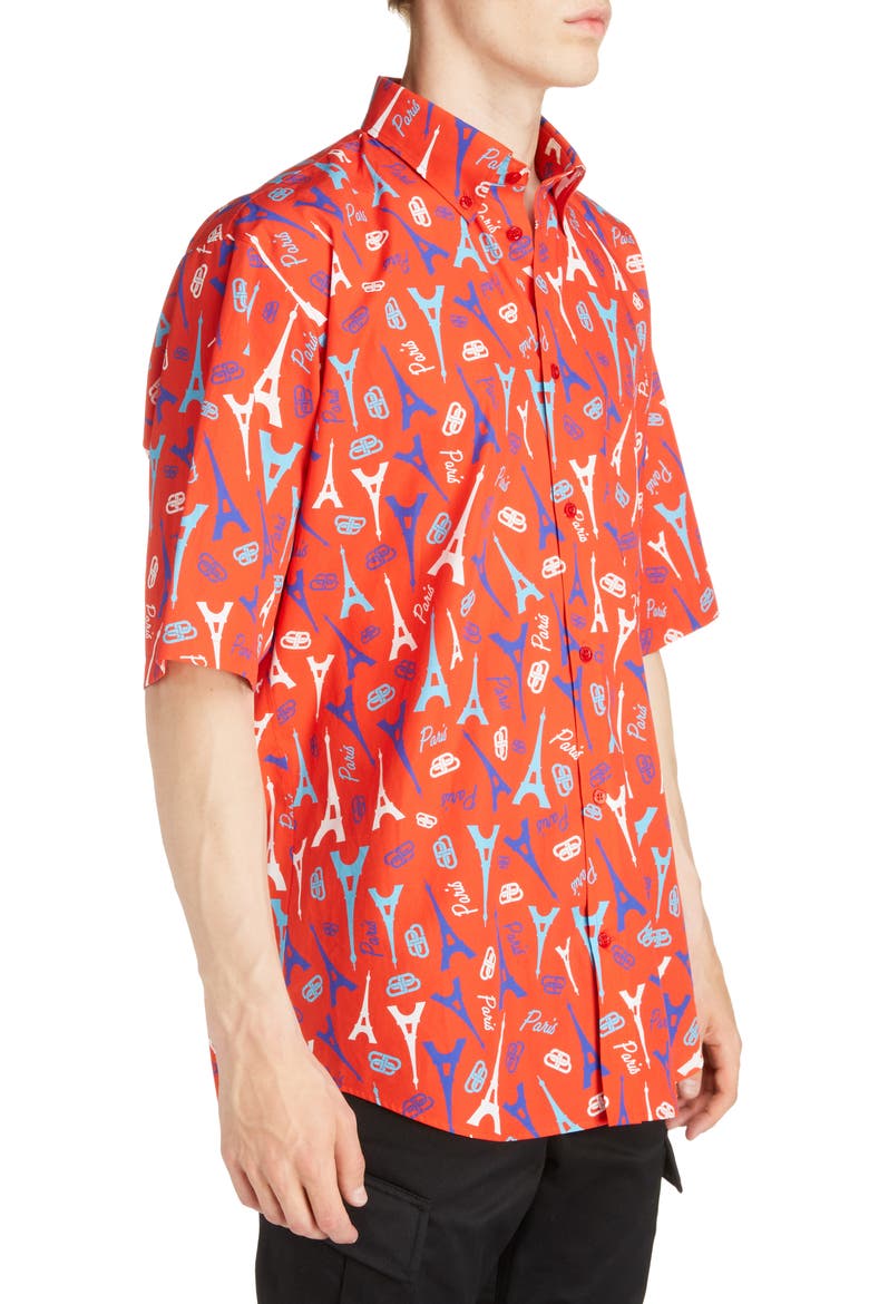 Eiffel Tower Button-Down Shirt, Alternate, color, RED