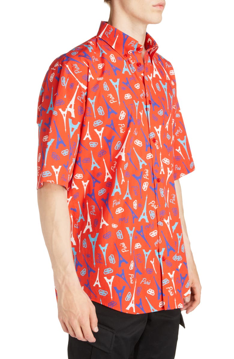 Balenciaga Eiffel Tower Button-Down Shirt, Alternate, color, 
