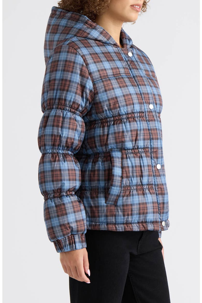 Fenna Hooded Puffer Jacket, Alternate, color, BLUE PLAID