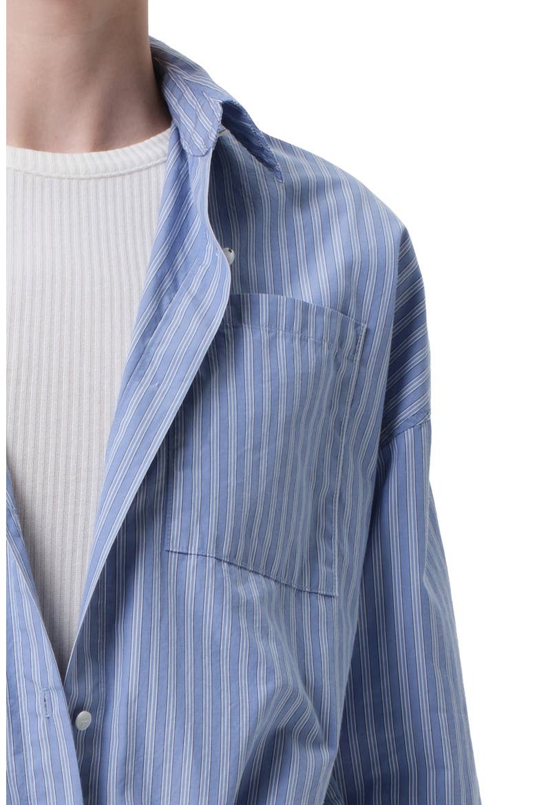Frances Cape Crop Cotton Button-Up Shirt, Alternate, color, KINDERED STRIPE