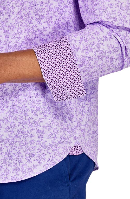 Construct Dainty Floral Woven Long Sleeve Shirt In Lilac