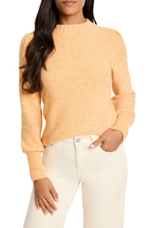 NIC+ZOE Waffle Stitch Crewneck Sweater in Mango 