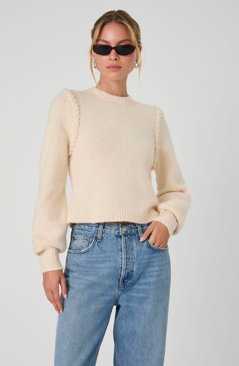 French Connection Braided Trim Sweater, Alternate, color, 