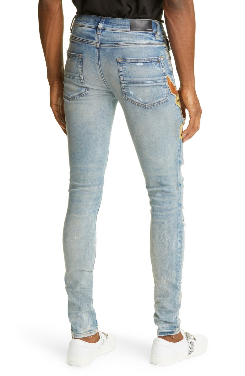 AMIRI Biker Patch Rip & Repair Skinny Jeans, Alternate, color, 