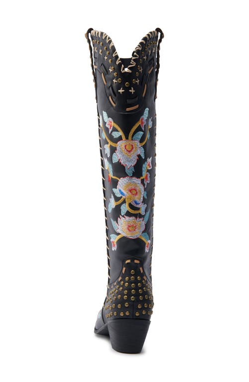 Azalea Wang Phineas Embroidered Knee High Boot In Black