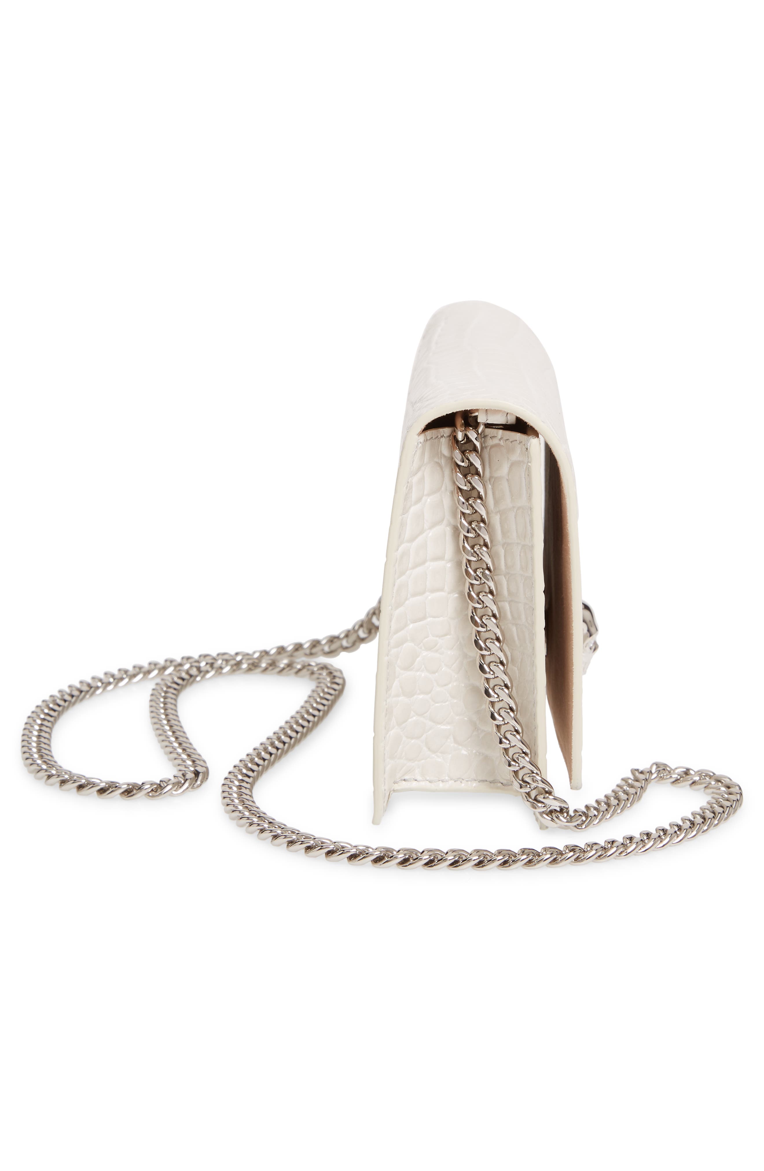 McQueen Alexander McQueen Mini Skull Croc Embossed Leather Shoulder Bag, Alternate, color, New Bone