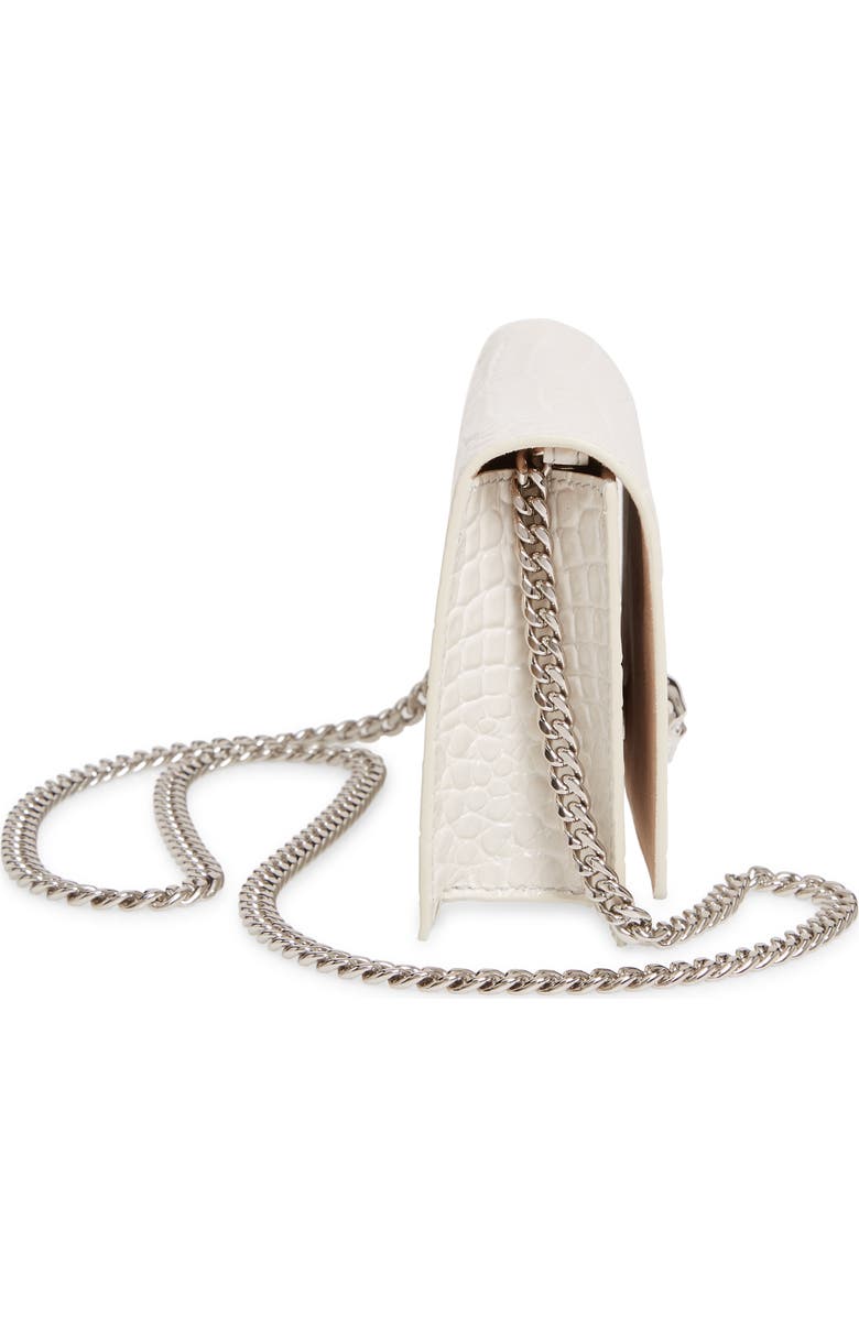 McQueen Alexander McQueen Mini Skull Croc Embossed Leather Shoulder Bag, Alternate, color, New Bone