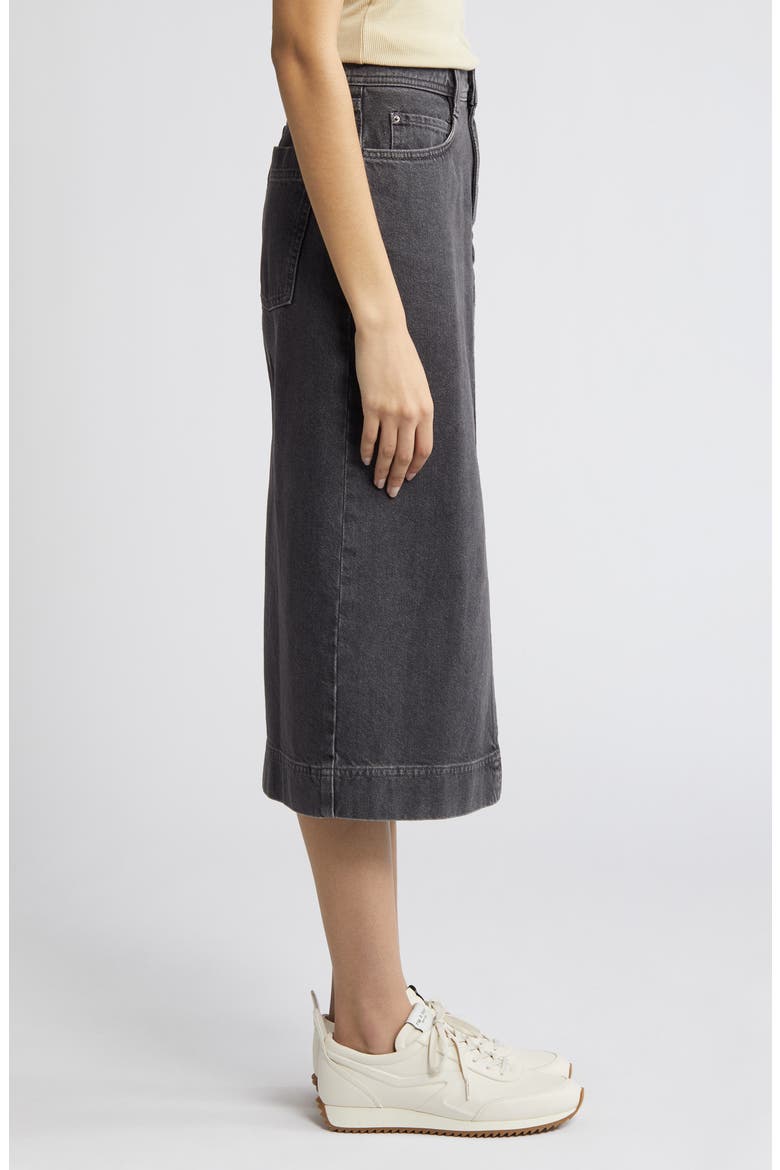 Denim Midi Skirt, Alternate, color, BLACK