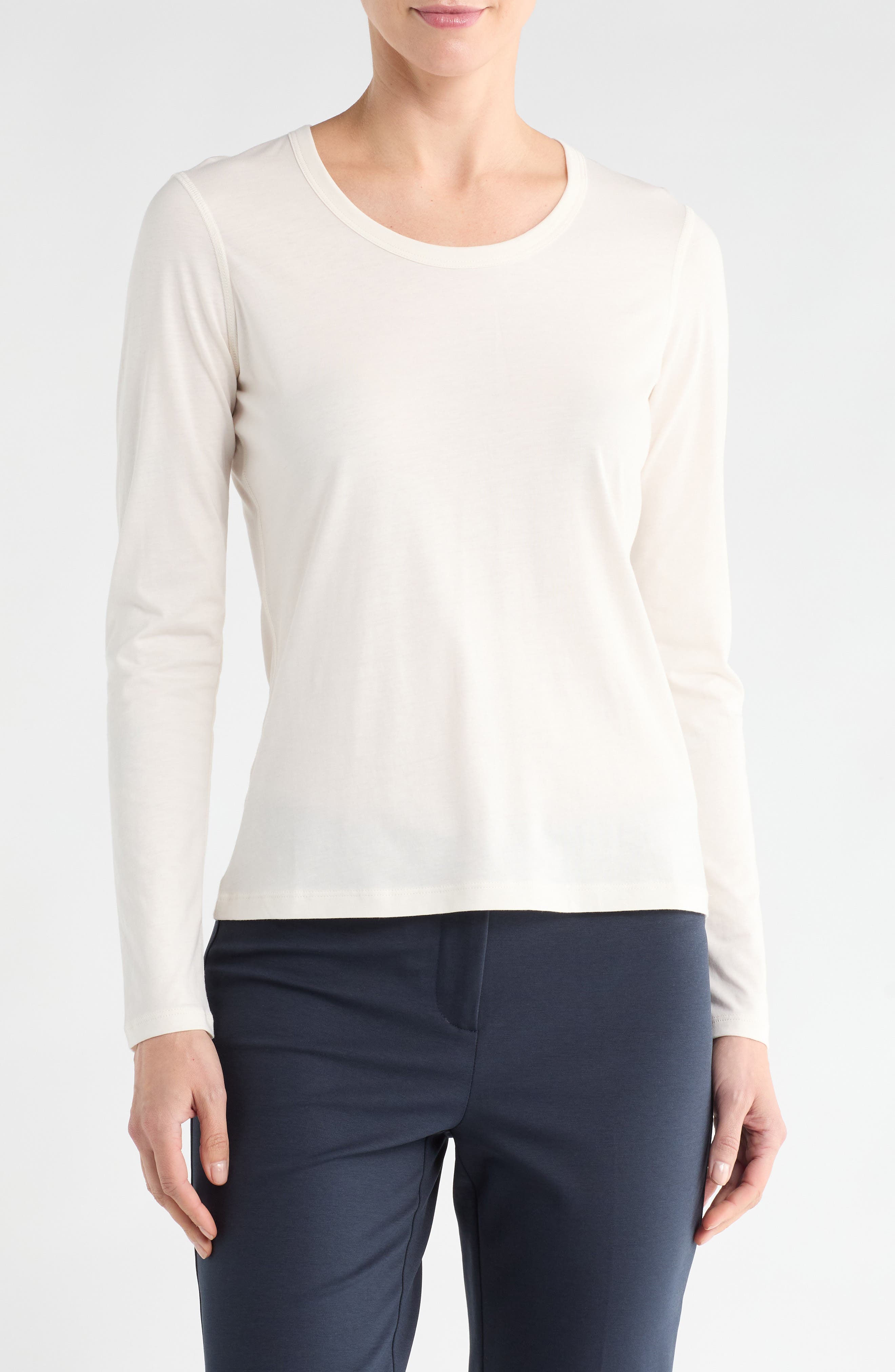 Theory Junia Long Sleeve Pima Cotton T-Shirt