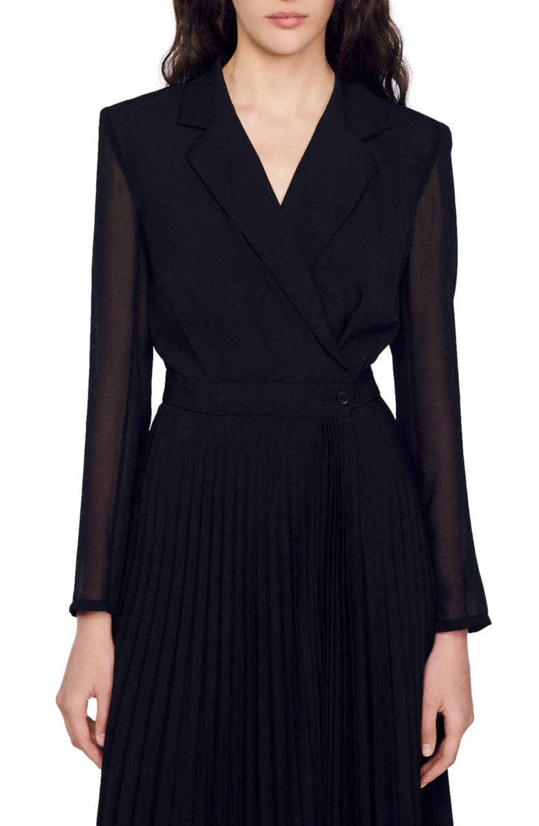 SANDRO House Midi Wrap Dress, Alternate, color, 