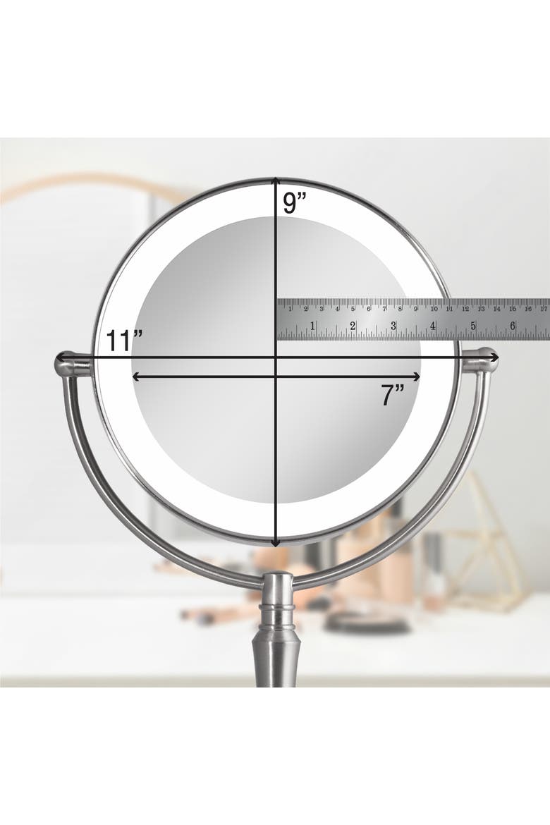 Makeup Mirror with Light and 10X/1X Magnifications and USB Charging Port, Alternate, color, Satin Nickel