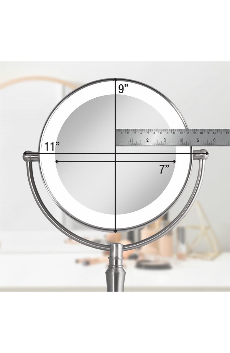 Zadro Makeup Mirror with Light and 10X/1X Magnifications and USB Charging Port, Alternate, color, Satin Nickel