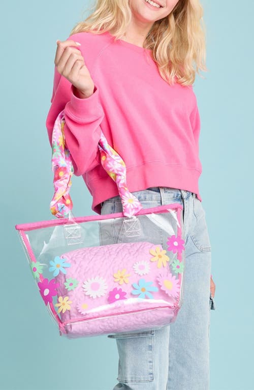 Shop Iscream Kids' Puffy Flowers Clear Tote In Pink Multi