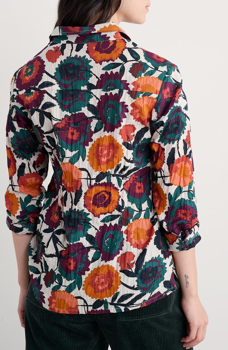 Seasalt Cornwall Larissa Printed Organic Cotton Button-Up Shirt, Alternate, color, Figurative Floral Aran