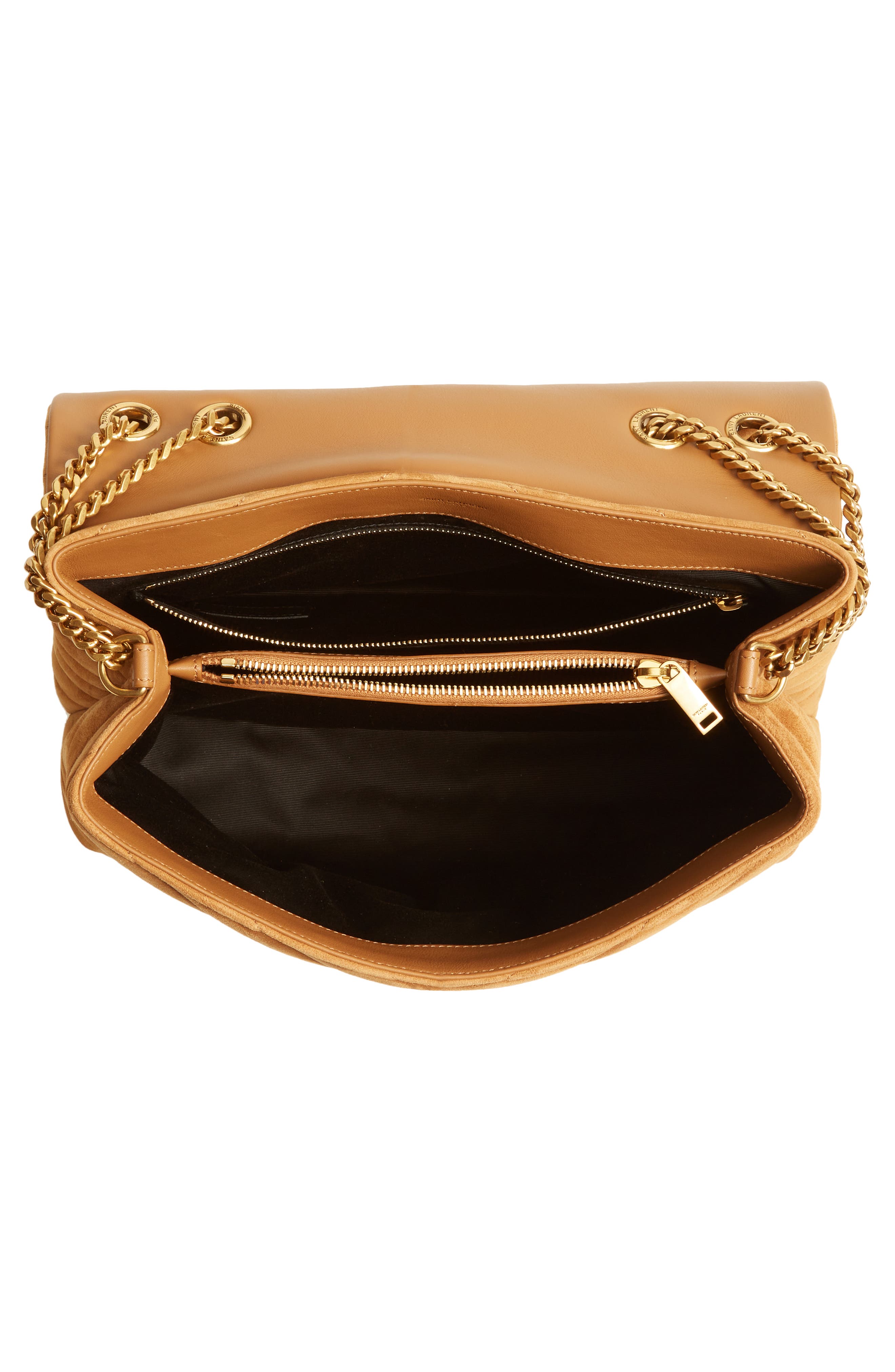Saint Laurent Medium LouLou Quilted Suede Shoulder Bag, Alternate, color, 