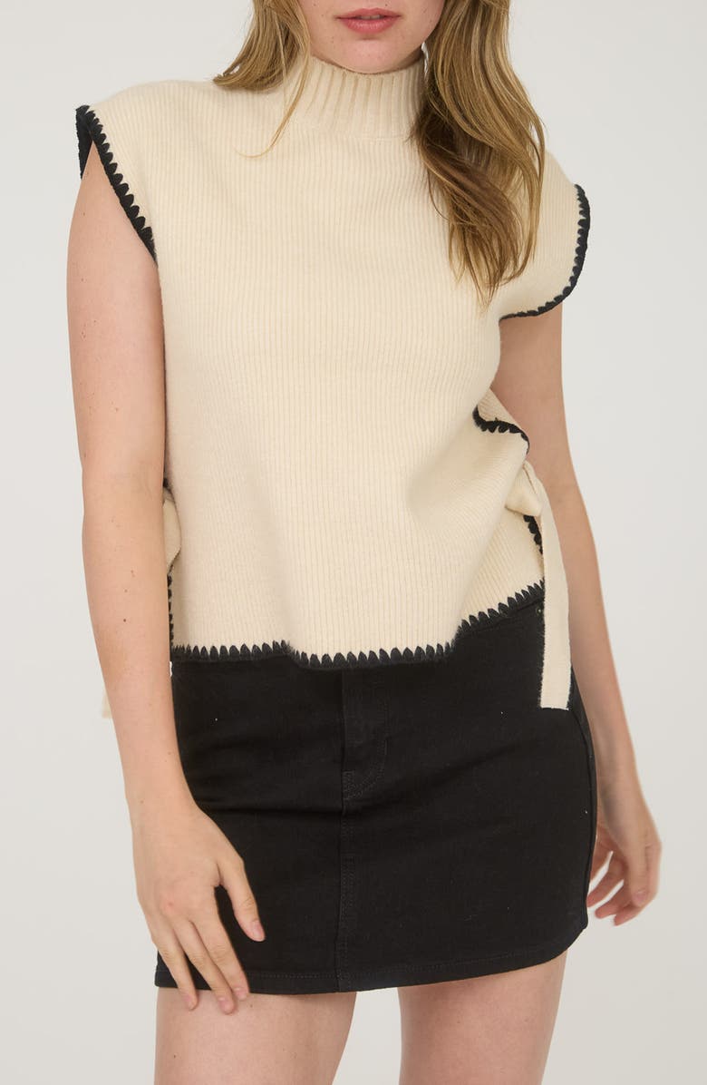 Blu Pepper Side Bow Cap Sleeve Sweater, Main, color, Oatmeal