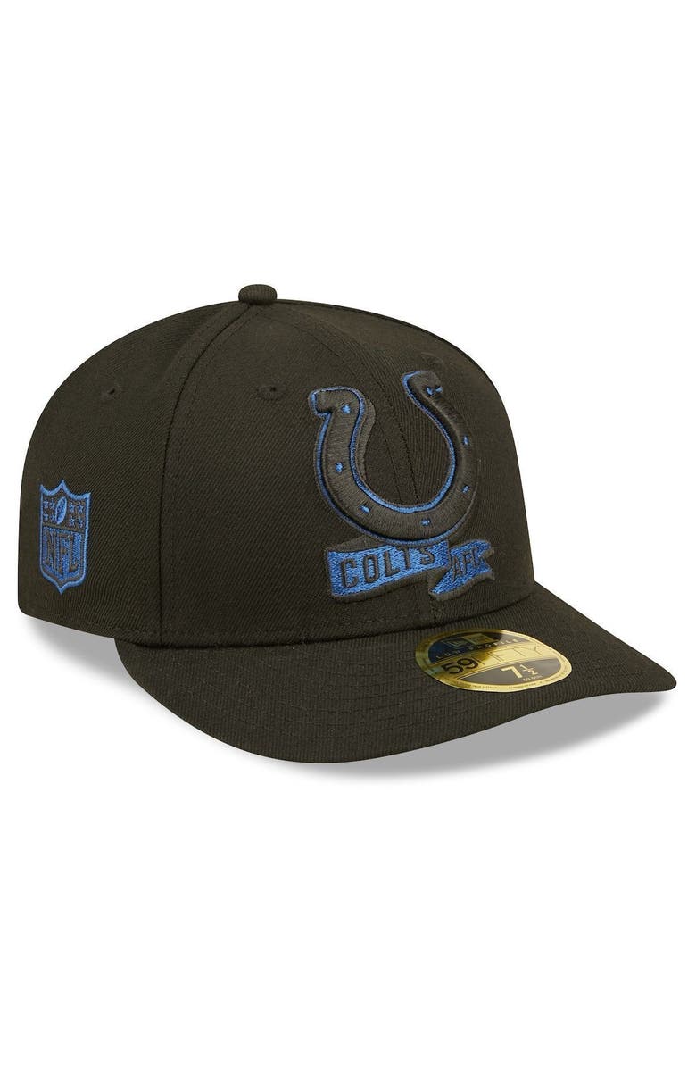 New Era Men's New Era Black Indianapolis Colts 2022 Sideline 59FIFTY Low Profile Pop Fitted Hat, Main, color,