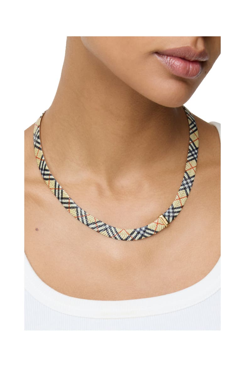 Check Print Necklace, Alternate, color, Sand