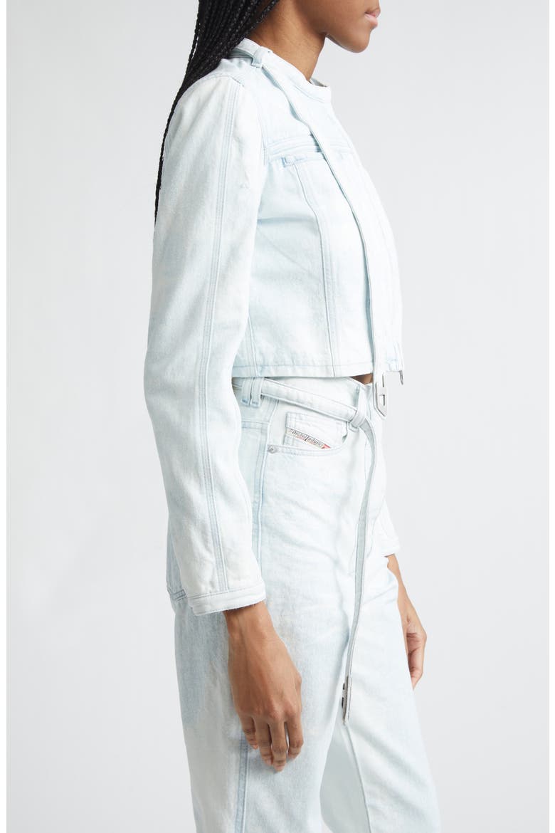 De-Saphix Crop Satin Denim Jacket, Alternate, color, DENIM
