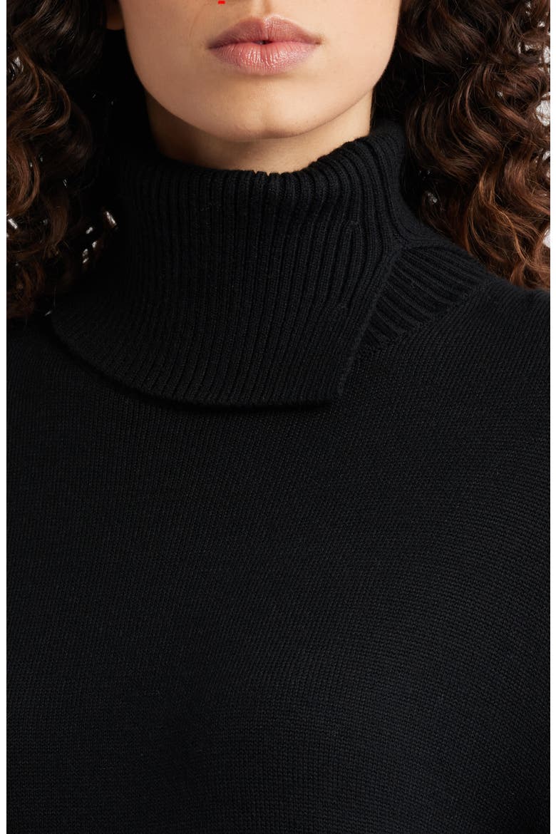 Feringatessa Long Sleeve Turtleneck Virgin Wool Blend Sweater Dress, Alternate, color, BLK
