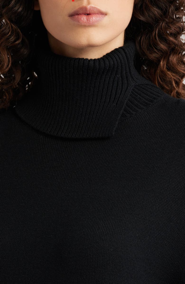 BOSS Orange Feringatessa Long Sleeve Turtleneck Virgin Wool Blend Sweater Dress, Alternate, color, Black