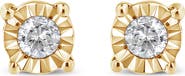 Haus of Brilliance Silver 1/10 Cttw Round Brilliant-Cut Diamond Miracle-Set Stud Earrings