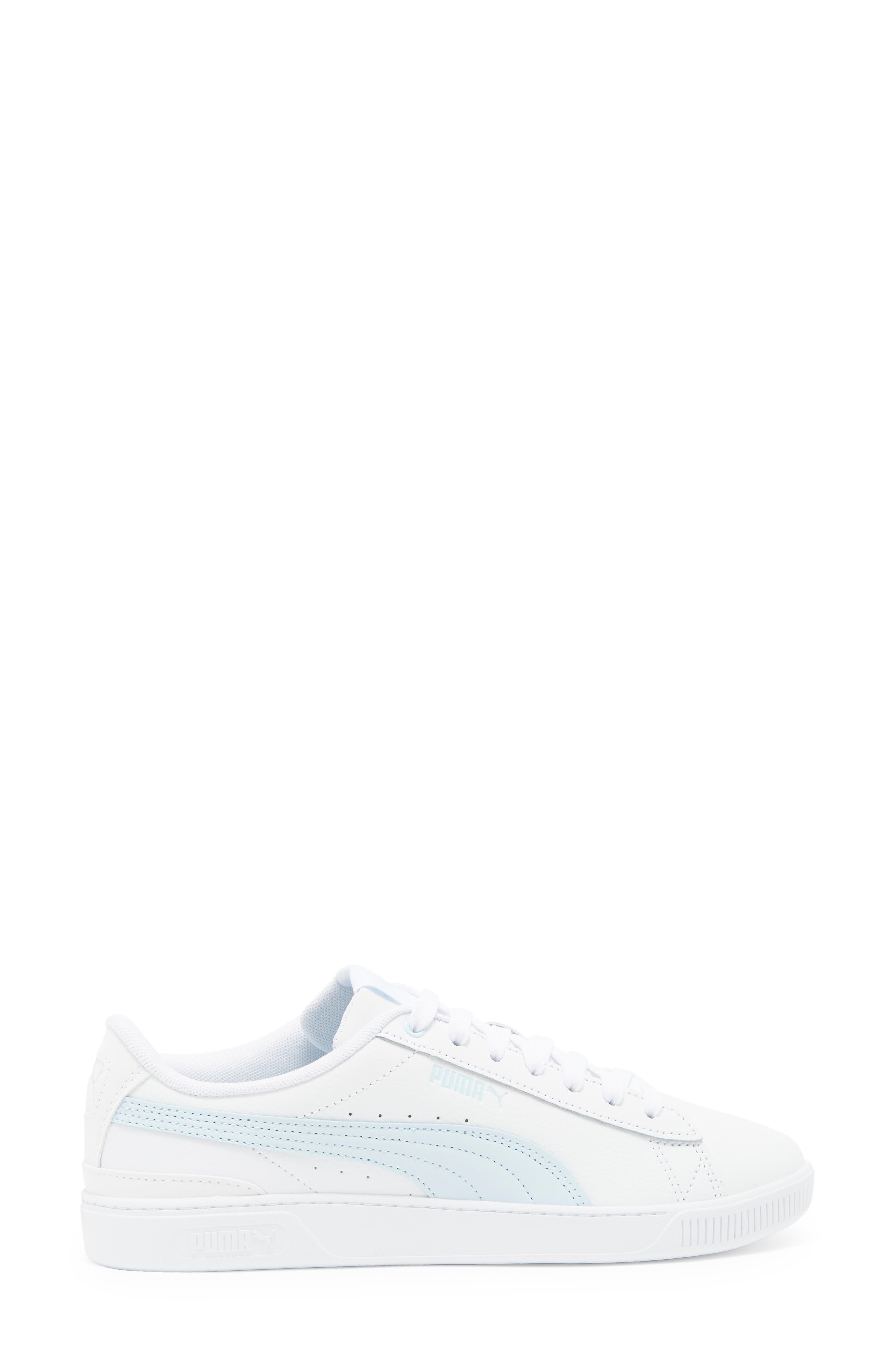 Vikky Leather Sneaker, Alternate, color, PUMA WHITE-ICY BLUE