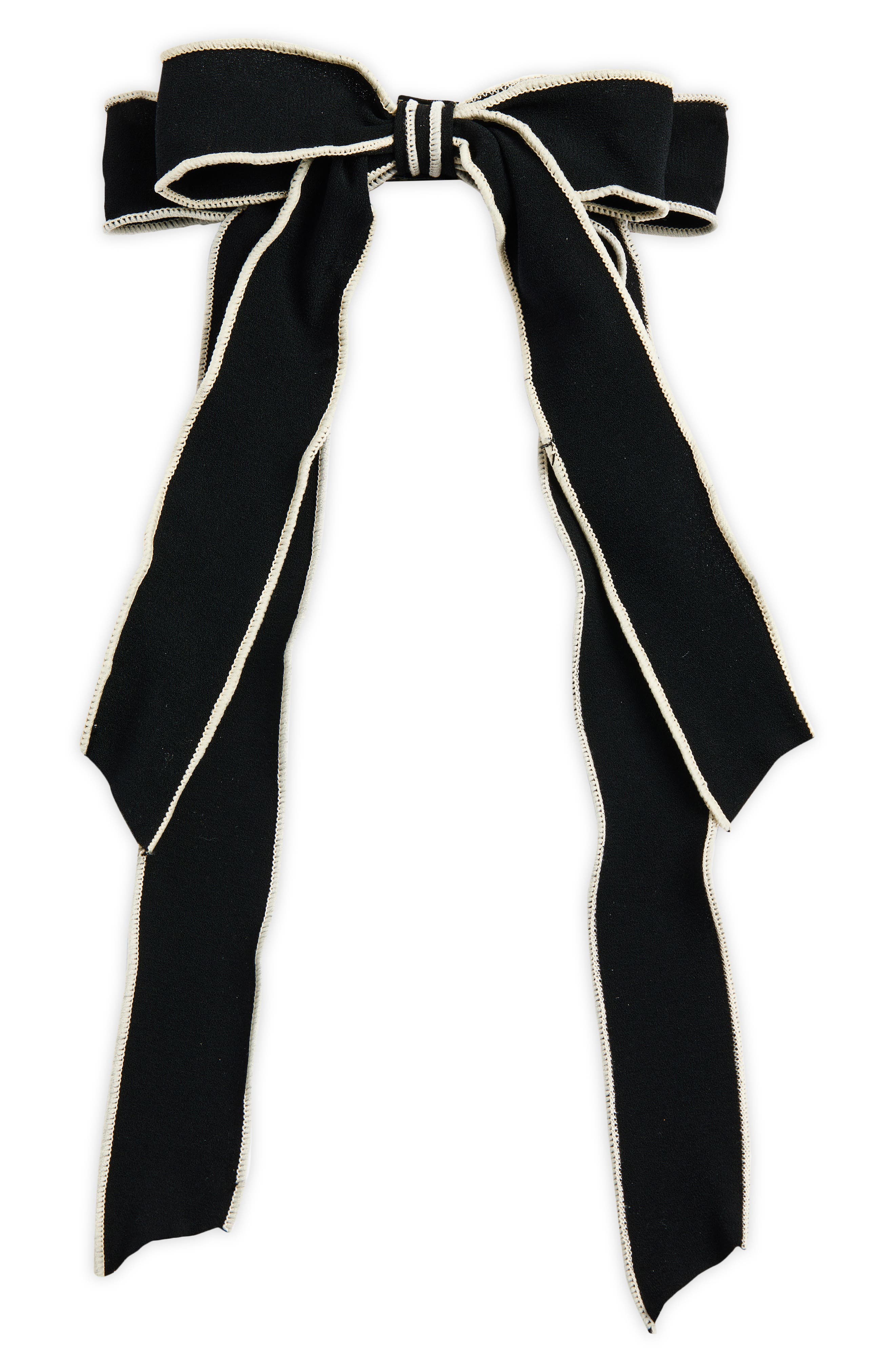 Tasha Bow Barrette in Black/Cream 