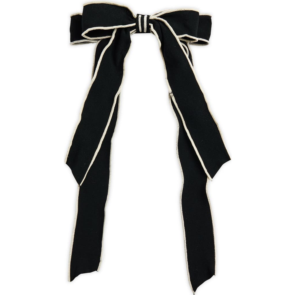 Tasha Bow Barrette in Black/Cream