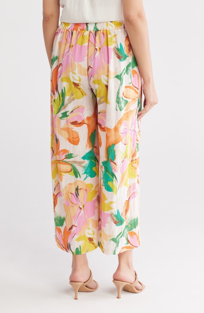 Gemma + Jane Floral Wide Leg Pull-On Pants, Alternate, color, Pink Multi Print