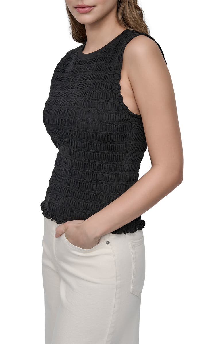 DKNY Jeans Smocked Sleeveless Top, Alternate, color, Black