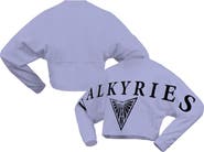 SPIRIT JERSEY Women's Spirit Jersey Violet Golden State Valkyries Jumbo Print Oversized Cropped Long-Sleeve T-Shirt