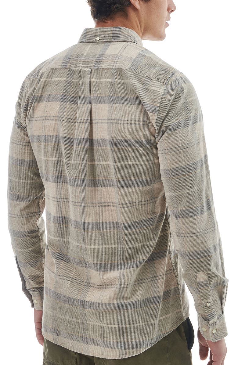 Barbour Blair Tailored Fit Plaid Corduroy Button-Down Shirt, Alternate, color, Forest Mist