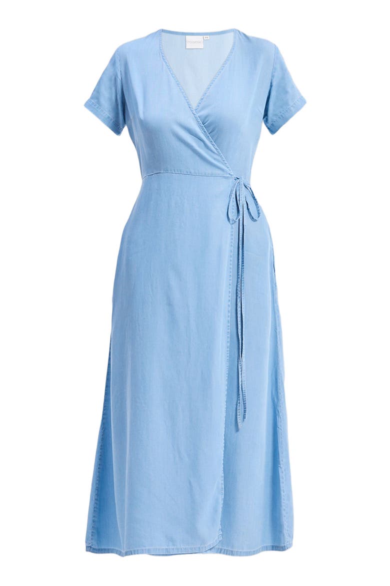 Maxi Wrap Dress in Light Blue, Alternate, color, Light Blue