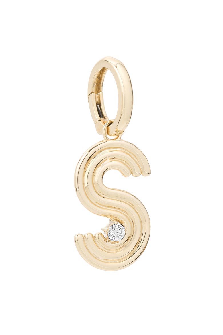 Groovy Initial Diamond Pendant Charm, Alternate, color, YELLOW GOLD - S