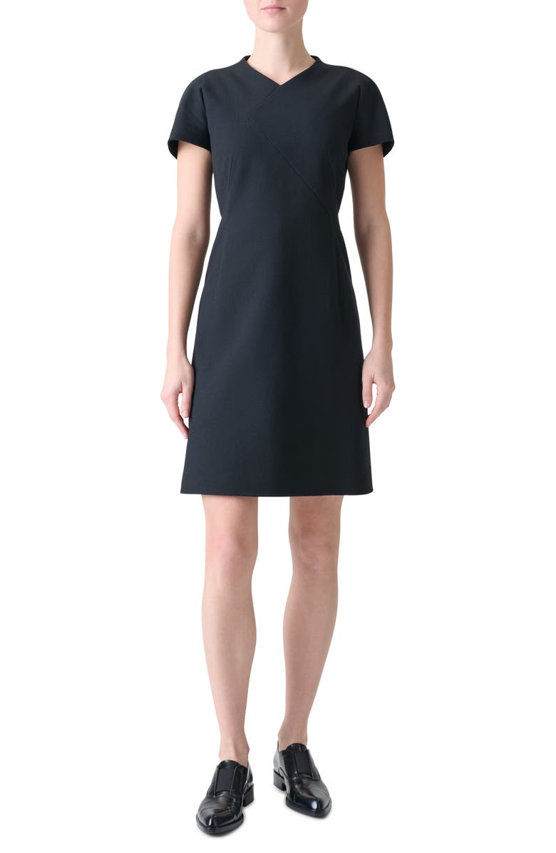 Akris Asymmetric Seam Dress, Main, color, Black
