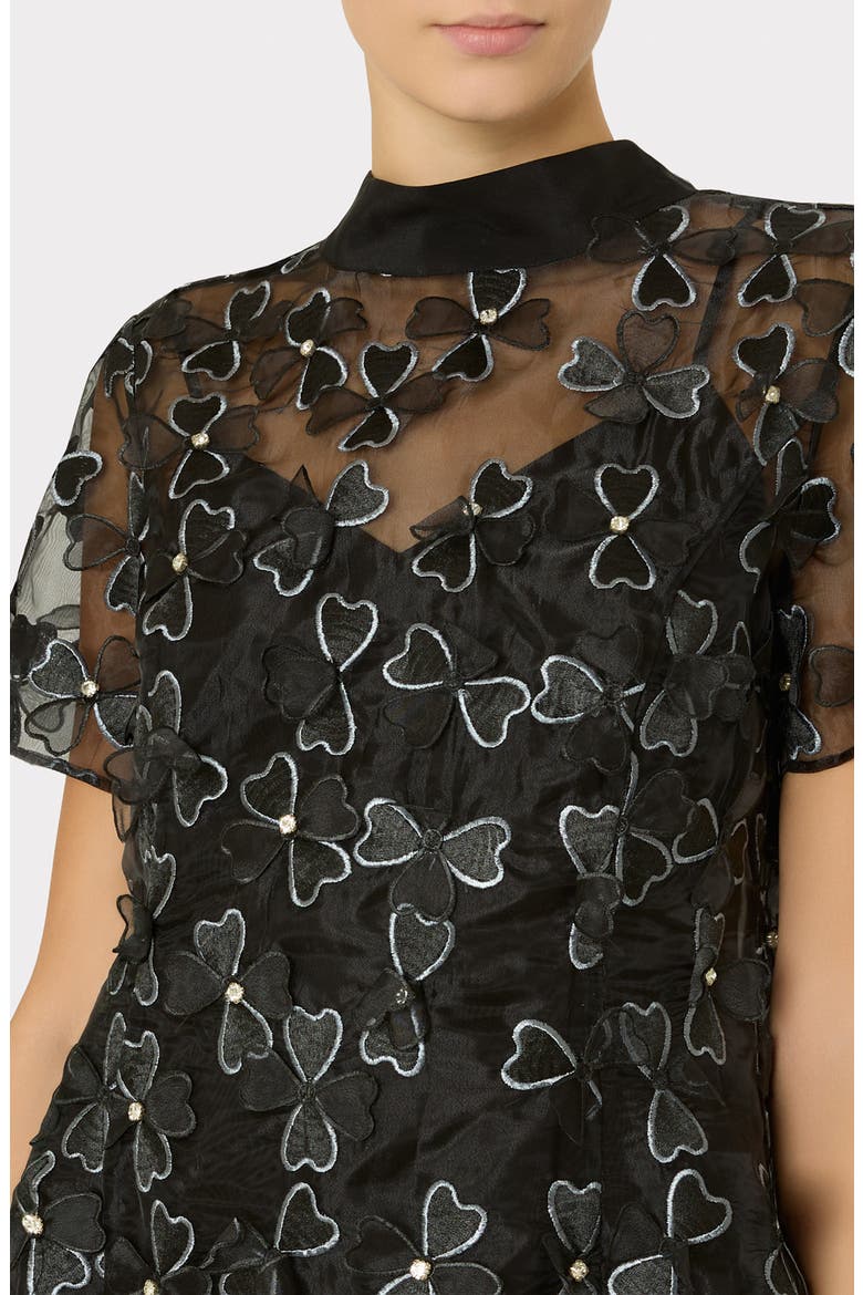 Susie Clover Bow Organza Cocktail Minidress, Alternate, color, 5AA BLACK