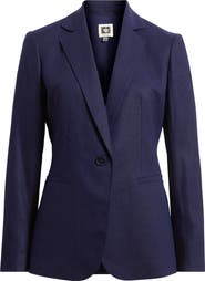 Anne Klein One-Button Linen Blend Blazer