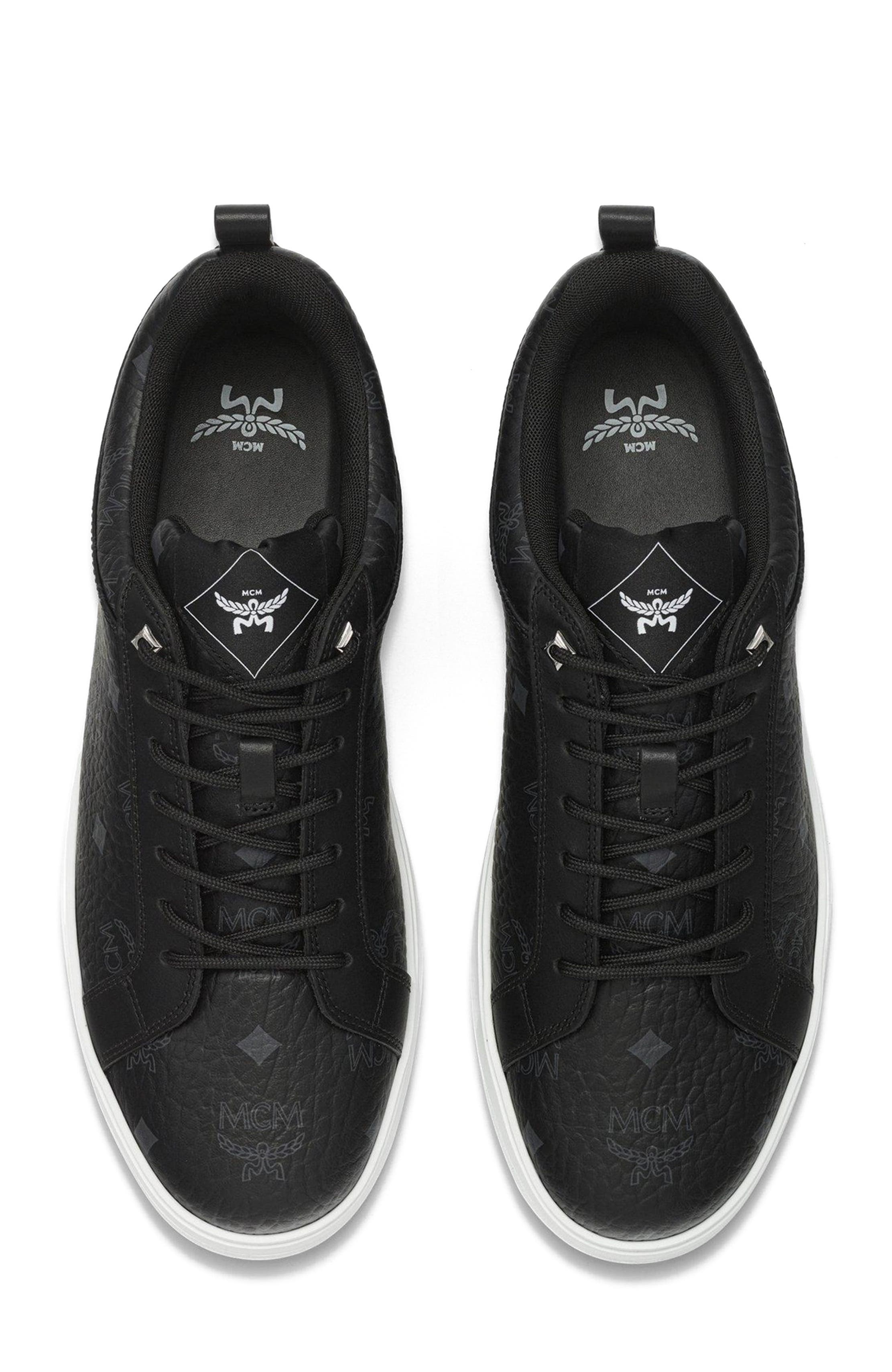 MCM Neo Terrain Lo Sneakers in Visetos, Alternate, color, Black