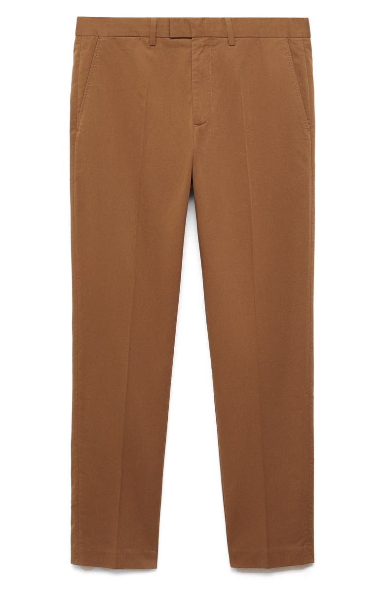 MANGO Regular Fit Straight Leg Pants, Main, color, Caramel