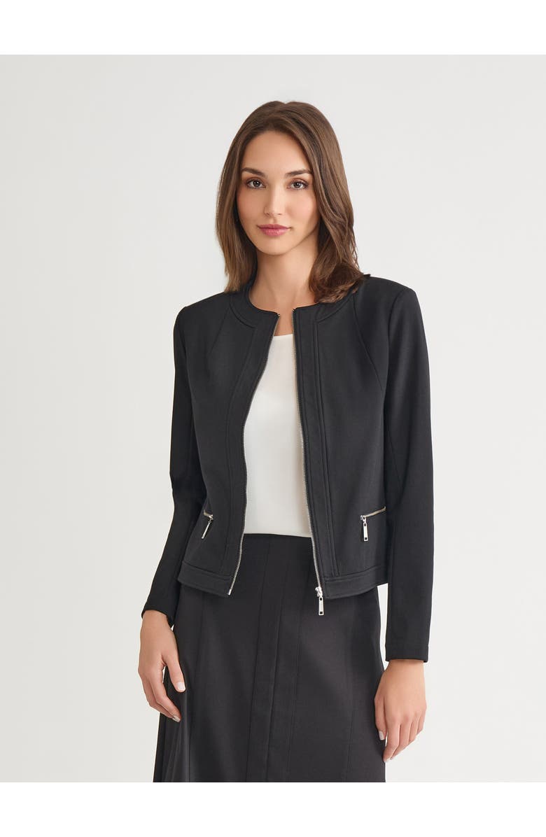 Misook Heritage LuxeStretch Ponte Sport Jacket, Alternate, color, Black