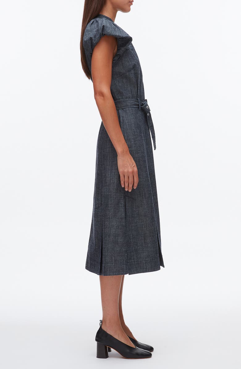 3.1 Phillip Lim Short Sleeve Denim Dress, Alternate, color, Washed Indigo