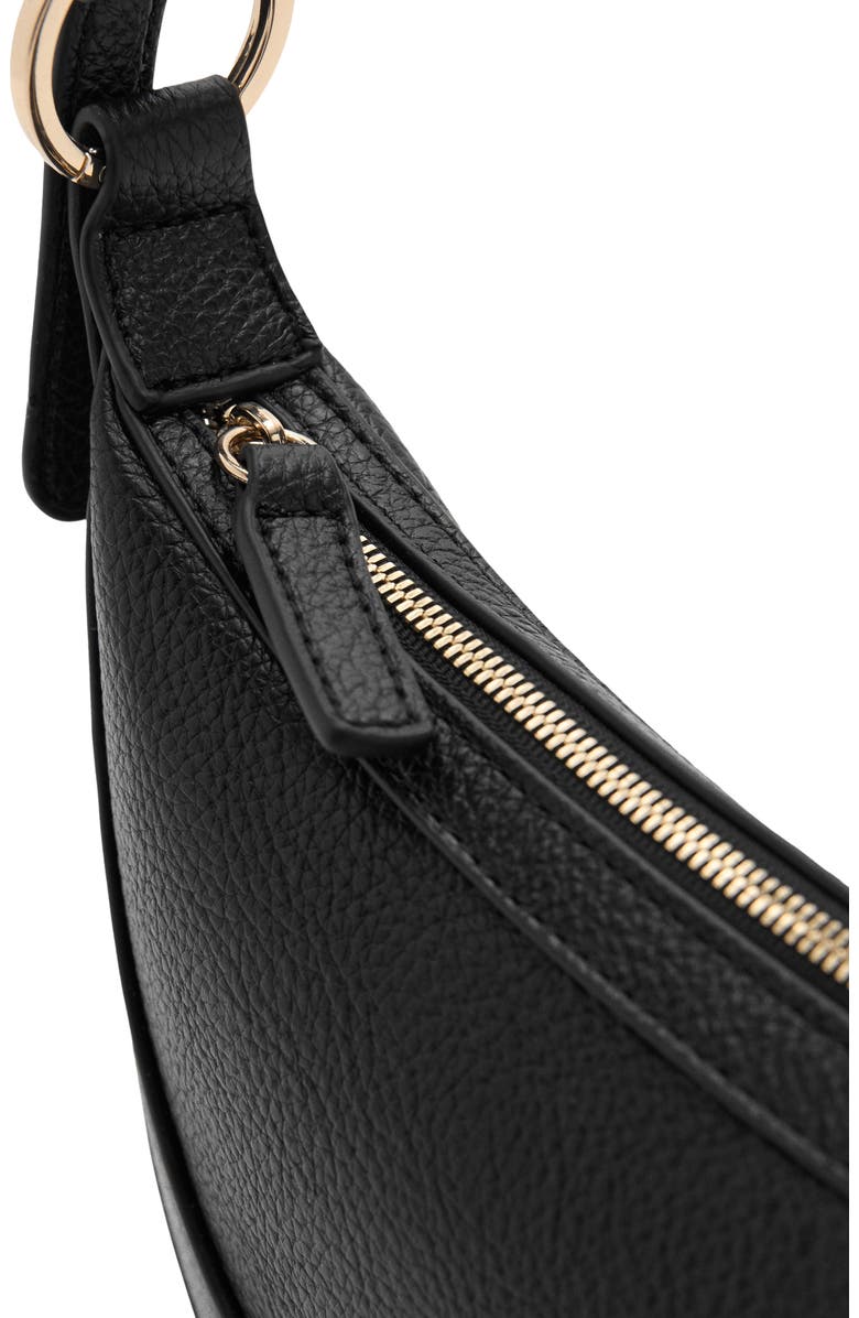 MANGO Oval Faux Leather Shoulder Bag, Alternate, color, Black