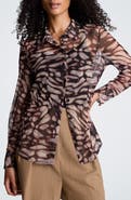 Kenneth Cole Print Long Sleeve Mesh Shirt